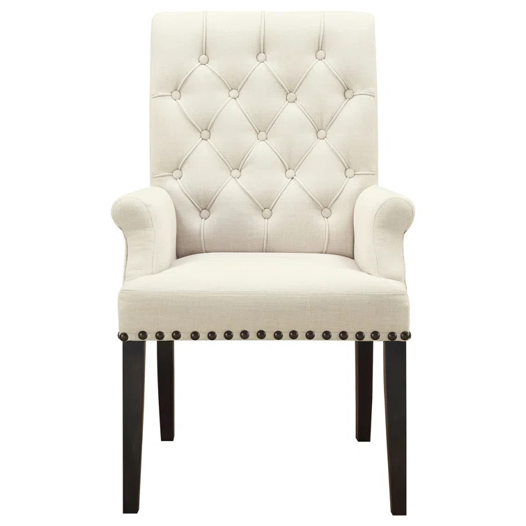 Alana Tufted Back Upholstered Arm Chair Beige