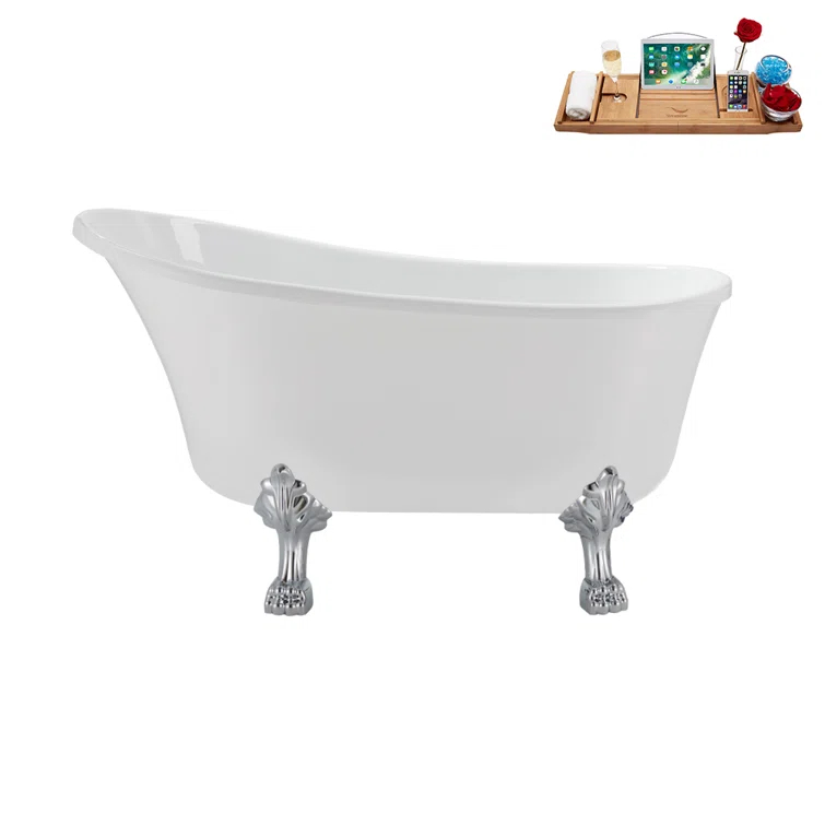 Streamline Bath 51.2'' x 25.6'' Freestanding Soaking Acrylic Bathtub N373CH-IN-CH