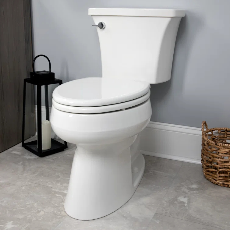 Linden Elongated Slow Close Toilet Seat, Non Slip Heavy Duty Wood, Easy Install, White