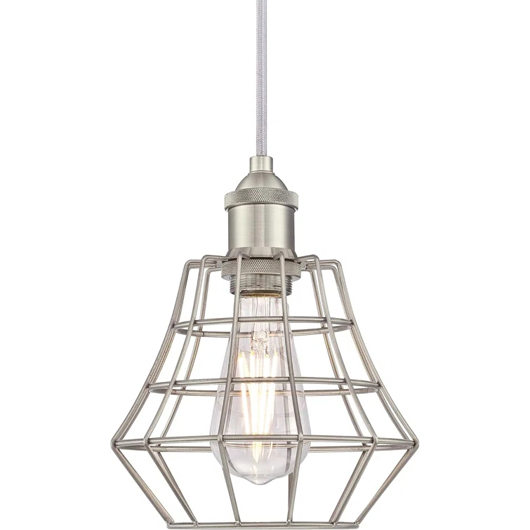 Nathaniel 1 - Light Brushed Nickel Geometric Pendant