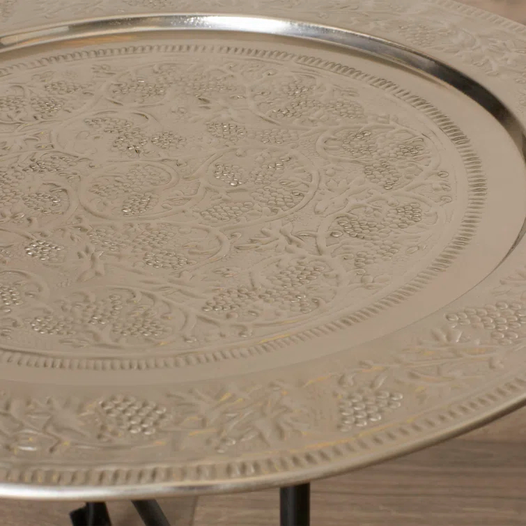 Butler Specialty Metalworks Moroccan Round Tray Table In Silver