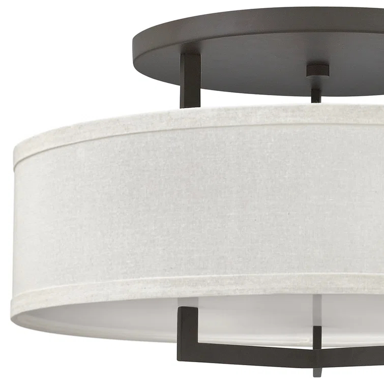 Hampton 3 - Light Shaded Drum Semi Flush Mount