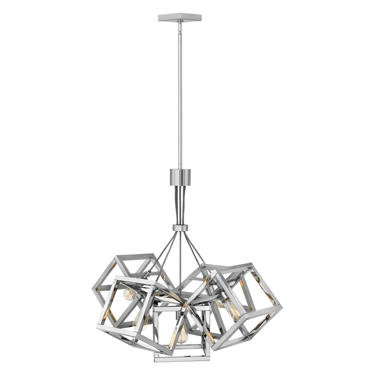 Ensemble Five Light Cluster Geometric Square Chandelier
