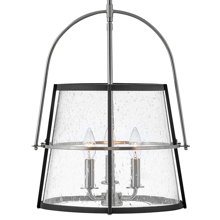 Tournon 15" Three-Light Pendant w/ Clear Seedy Glass