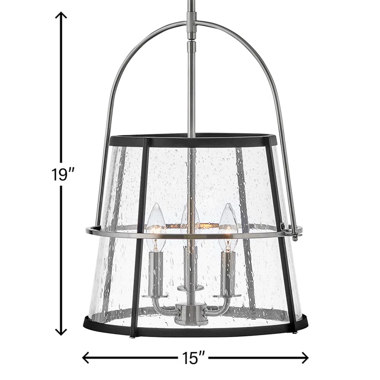 Tournon 15" Three-Light Pendant w/ Clear Seedy Glass