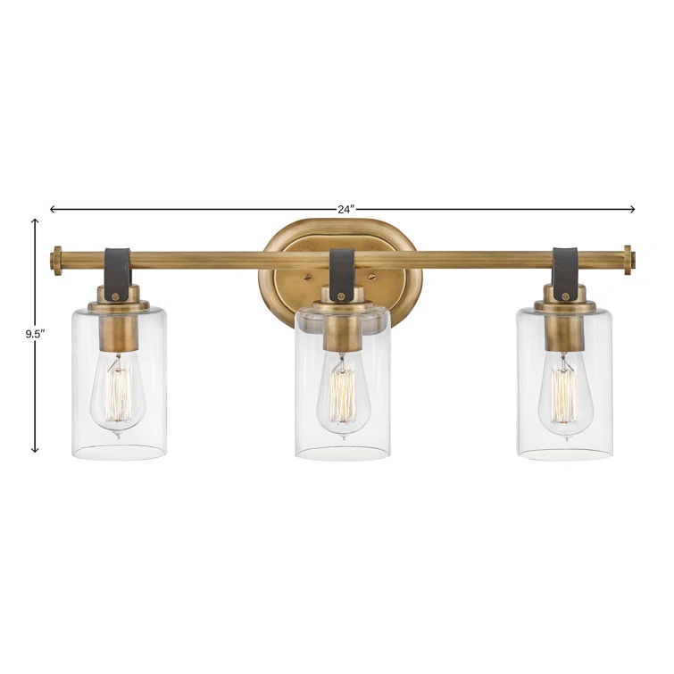 Heritage Brass 3-Light Vanity Light with Clear Glass Shades