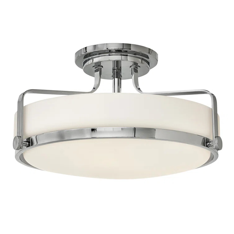 Harper Three Light 18" Retro Bowl Semi-Flush Mount Ceiling Light