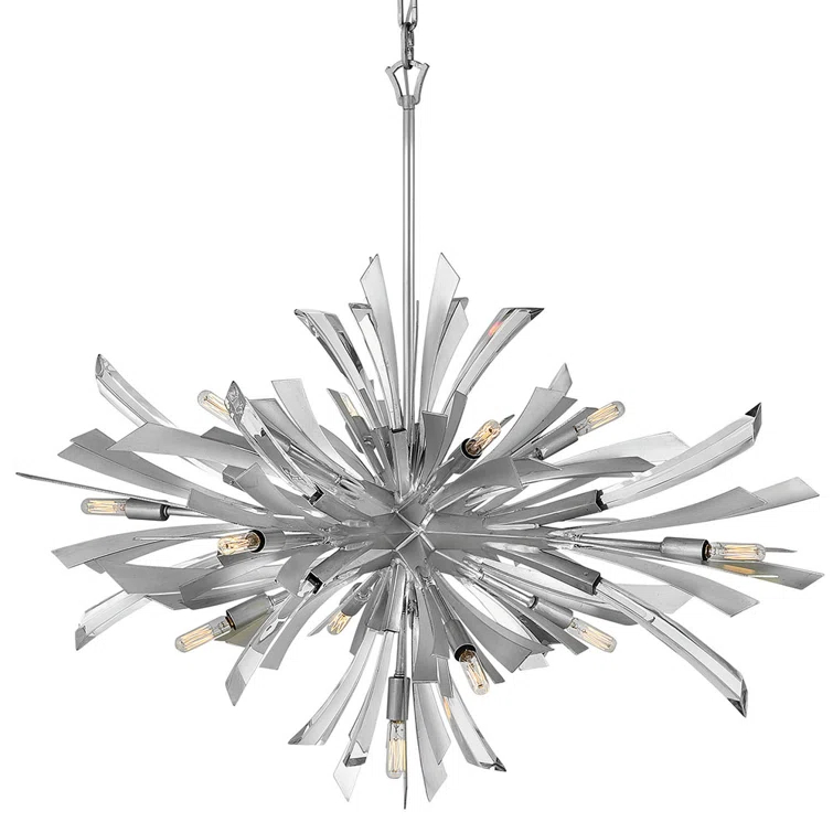Fredrick Ramond Vida 36" Thirteen-Light Modern Horizontal Hanging Chandelier w/ Crystal Accents