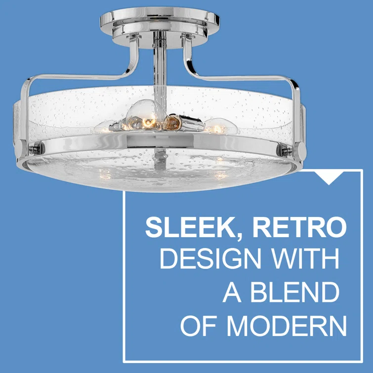 Harper 3-Light Semi-Flush Mount Retro Ceiling Light