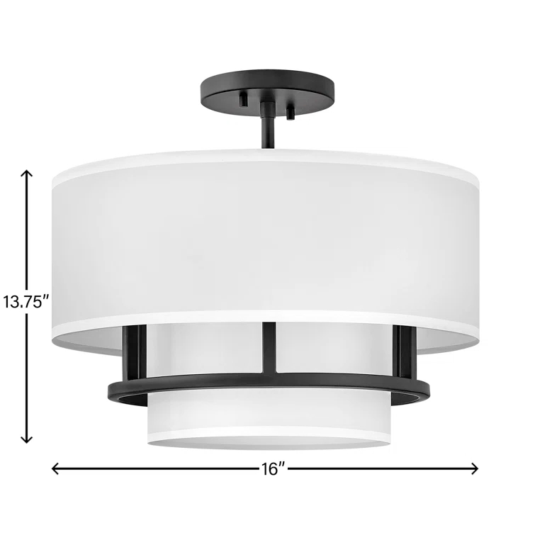 Graham Three-Light Semi-Flush Mount Ceiling Light w/ Faux Parchment Shades