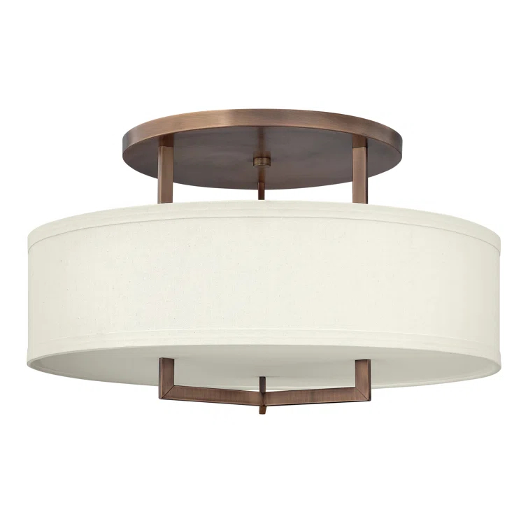 Hampton 3 - Light Shaded Drum Semi Flush Mount