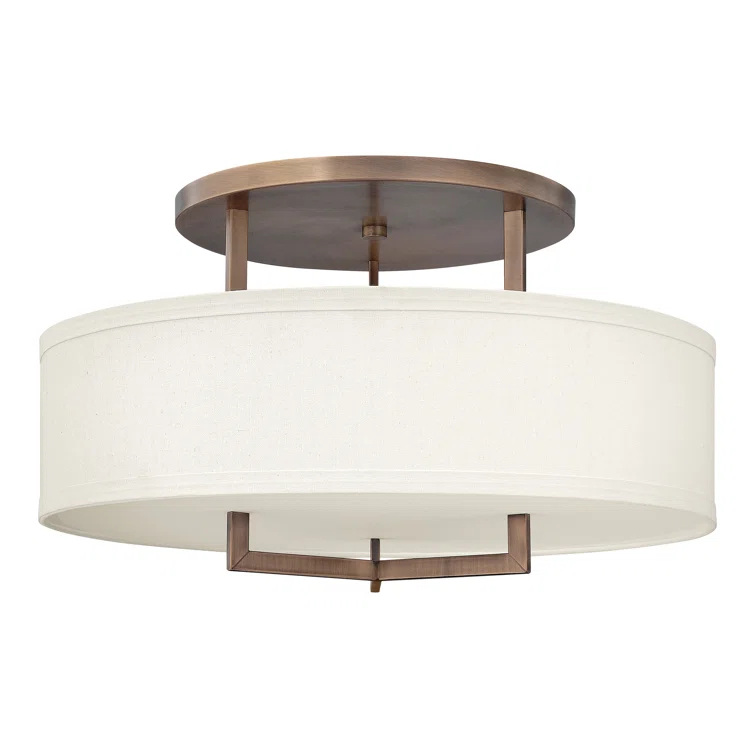 Hampton 3 - Light Shaded Drum Semi Flush Mount