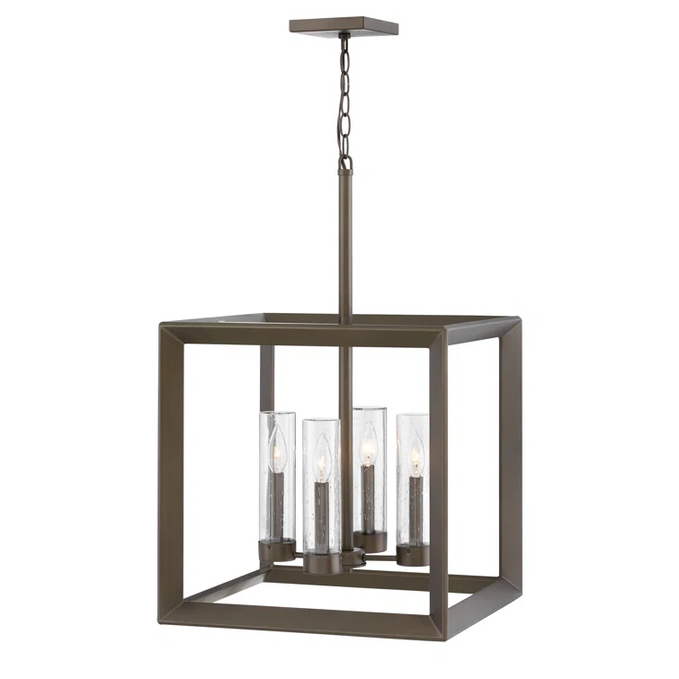 Hinkley Rhodes Four-Light 12V Outdoor Candle Open Cage Pendant