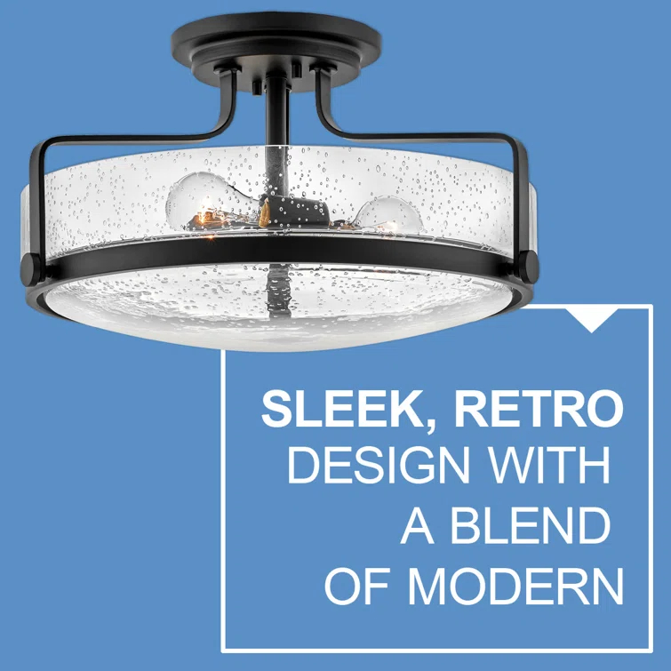 Harper 18-in 3-Light Semi-Flush Mount Retro Ceiling Light