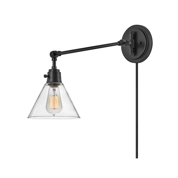 Arti 7.75-in Swing Arm Extendable Single Light Plug-In Sconce with On/Off Switch
