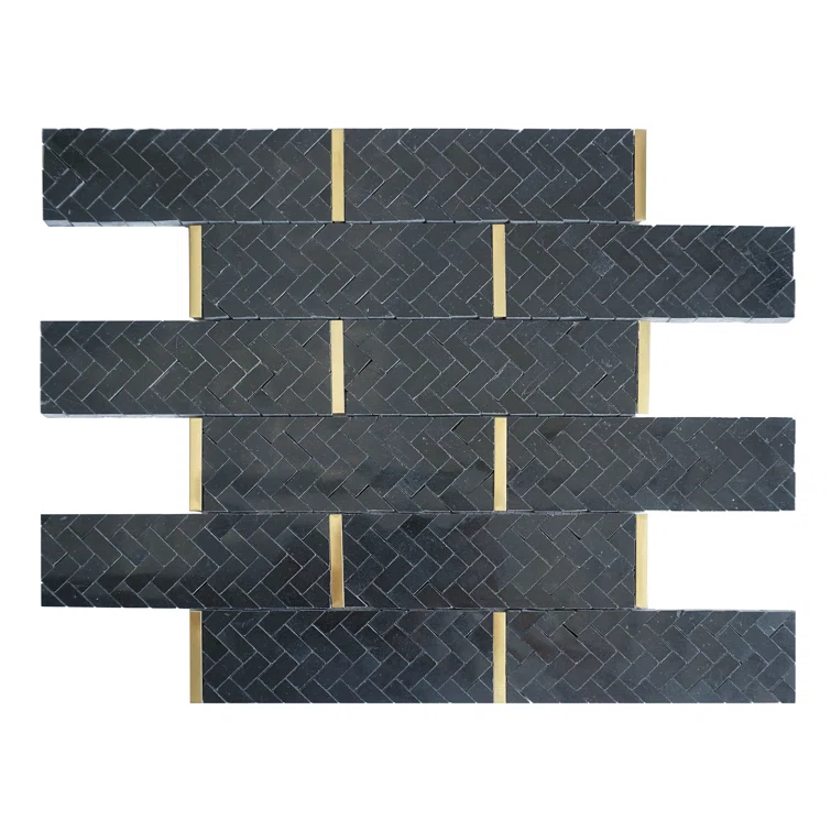 Natural 3" x 3" Natural Stone Brick Joint Mosaic Wall Tile