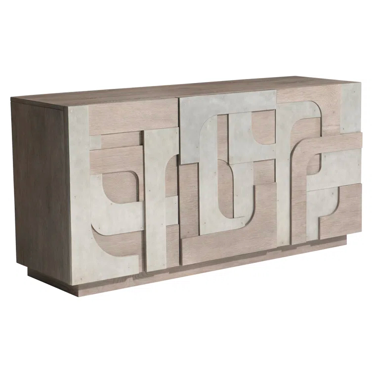 Azlin 64'' Chai and Steel Dust Sideboard with Geometric Overlay