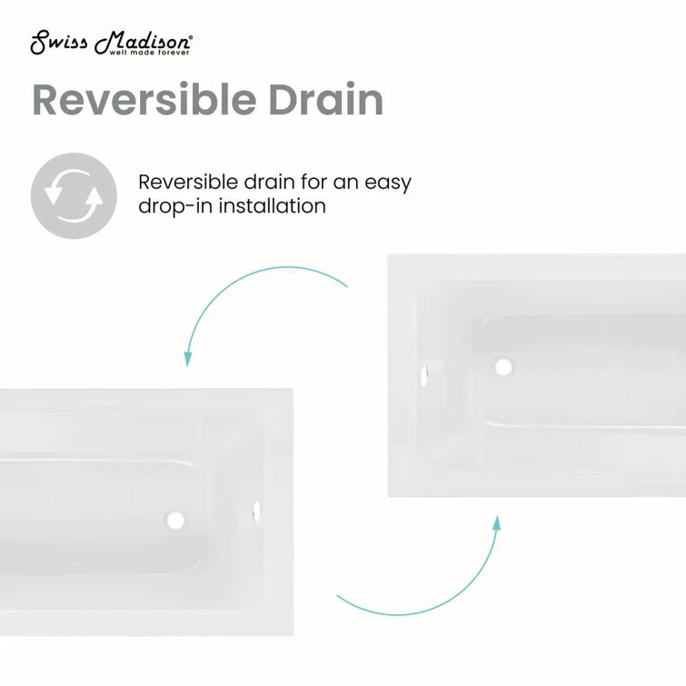Voltaire 48" X 30" Reversible Drain Drop-In Bathtub