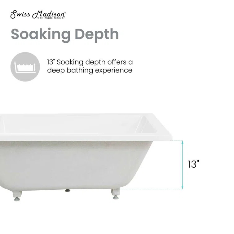 Voltaire 48" X 30" Reversible Drain Drop-In Bathtub