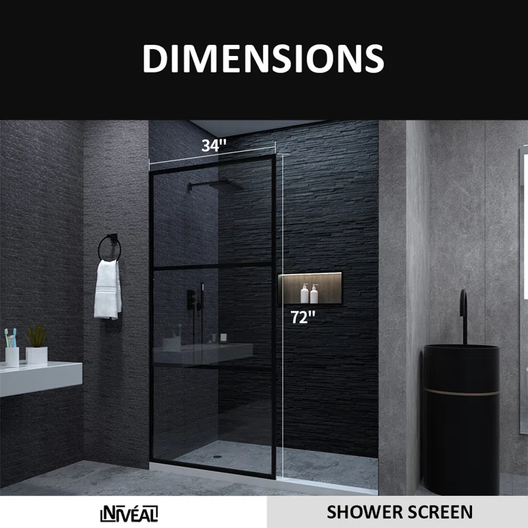 Fixed Framed Shower Screen with 5/16" Clear Glass