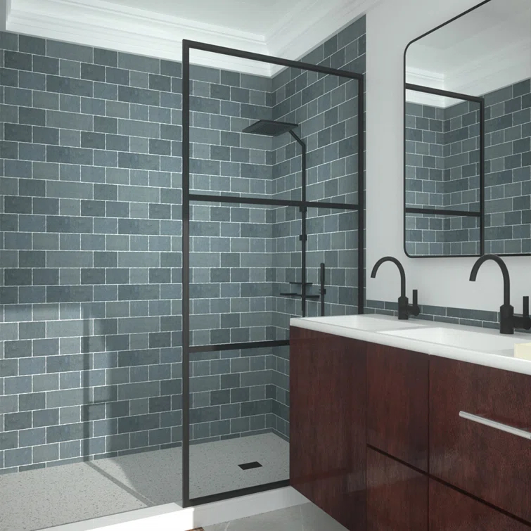 Fixed Framed Shower Screen with 5/16" Clear Glass
