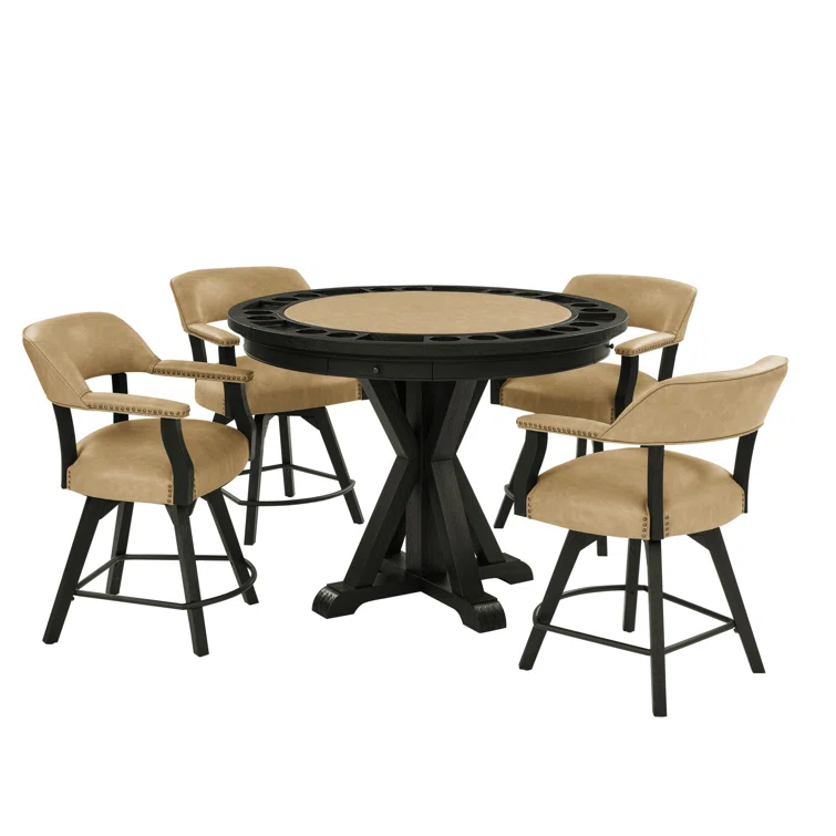 Steve Silver Furniture Rylie 50" 8 - Player Foldable Poker Table with Chairs and Drawers