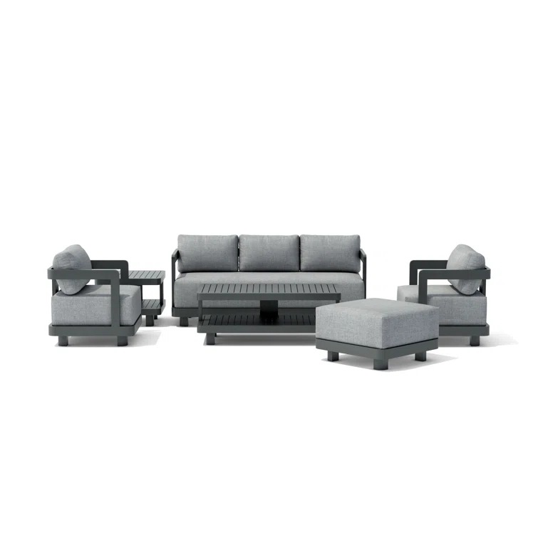 Granada Dark Grey Aluminum 6-Piece Outdoor Seating Set