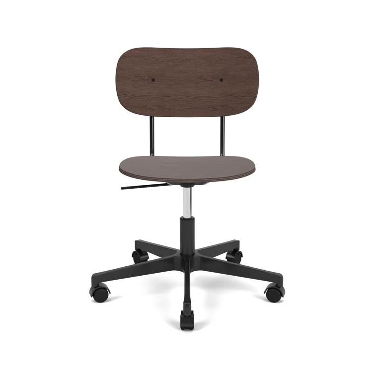 Black and Oak Adjustable Swivel Task Chair with Aluminum Frame