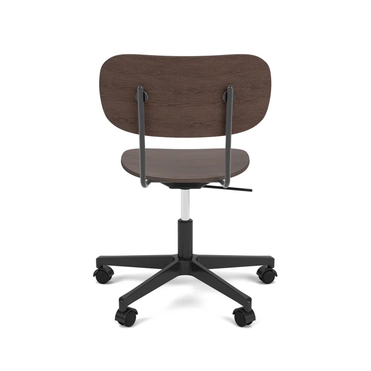 Black and Oak Adjustable Swivel Task Chair with Aluminum Frame