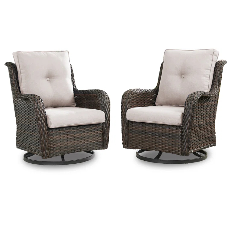 Carolina Outdoor Wicker Swivel Glide Chair with Cushions