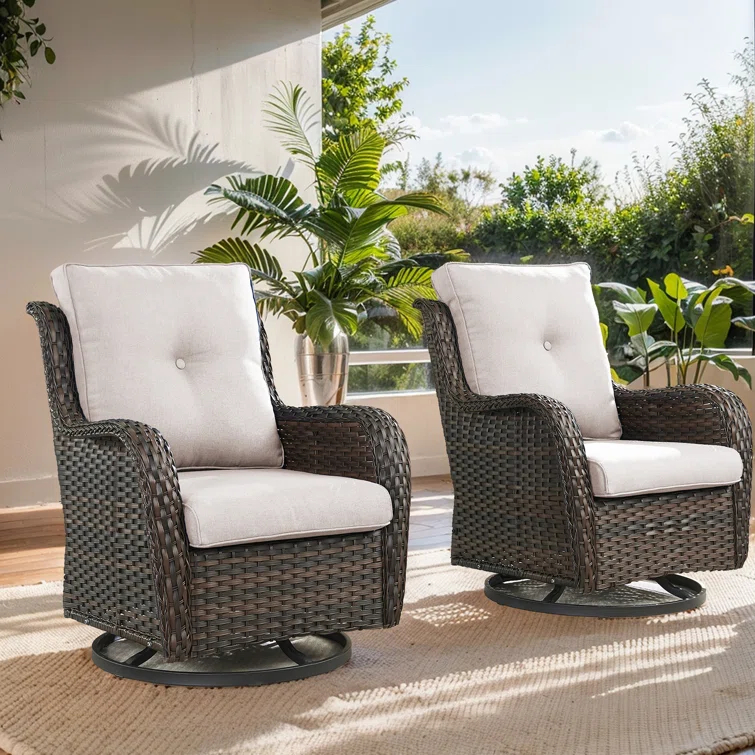 Carolina Outdoor Wicker Swivel Glide Chair with Cushions
