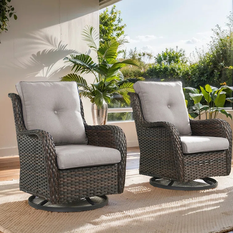 Carolina Outdoor Wicker Swivel Glide Chair with Cushions