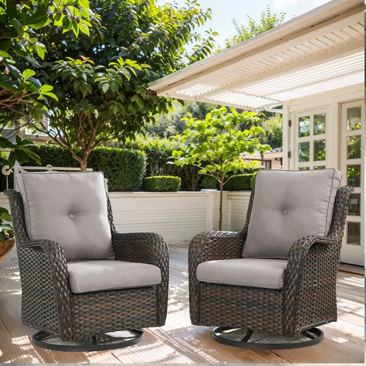 Carolina Outdoor Wicker Swivel Glide Chair with Cushions