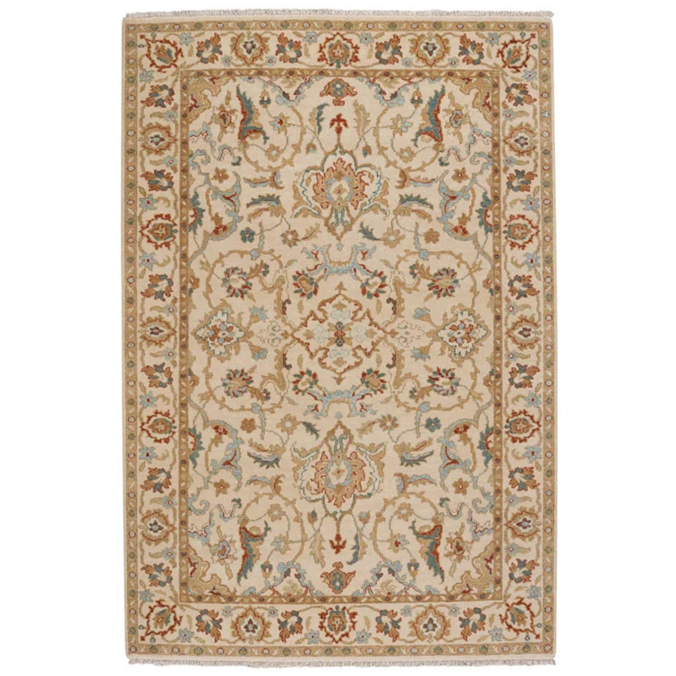 Sarah Hand-Knotted Ivory Wool 5' x 8' Area Rug