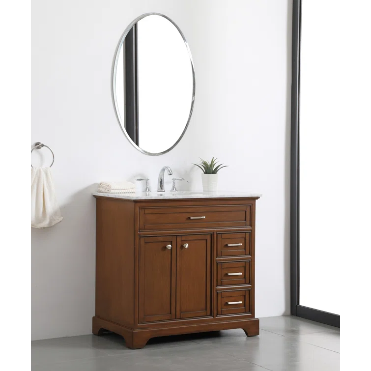 Hermes 36'' Single Bathroom Vanity with Marble Top