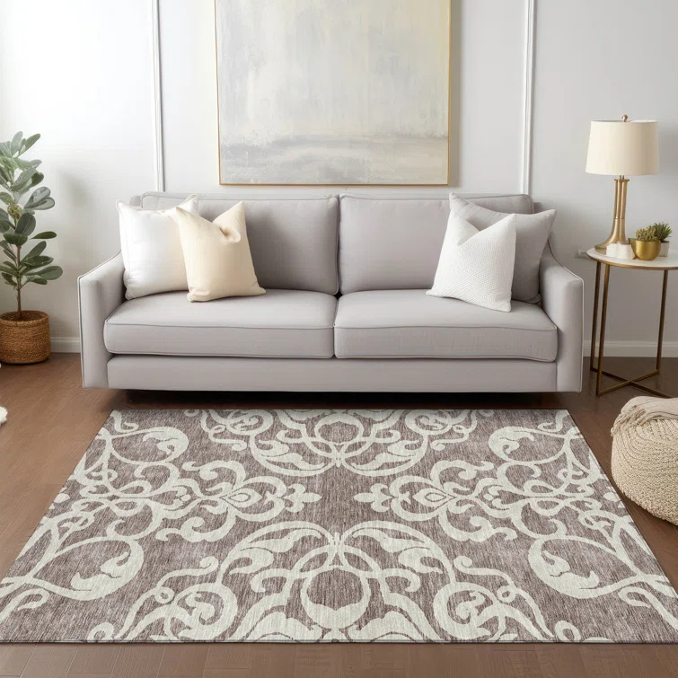 Chayden Washable Damask Indoor / Outdoor Rug
