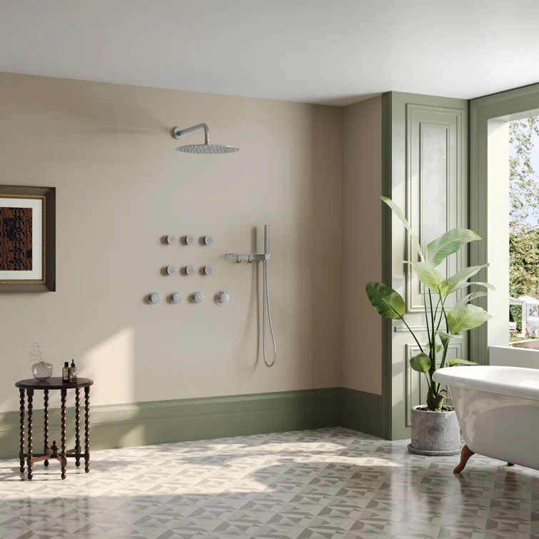 Thermostatic Shower System 12" Rain Shower Head withHandheld Spray,Shower Faucet Set with Valve Trim Kit