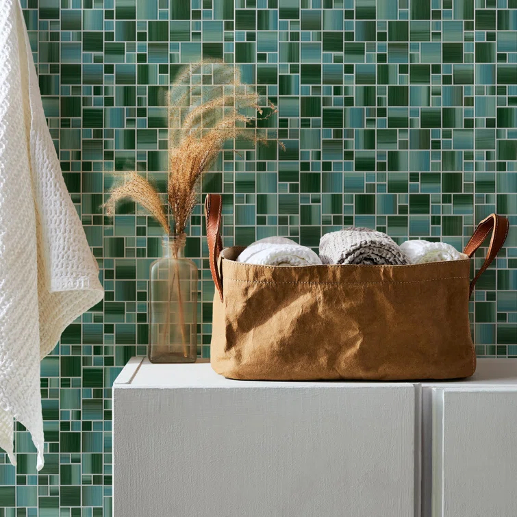 Swimming Pool Random Sized Straight Edge Glass Mosaic Tile