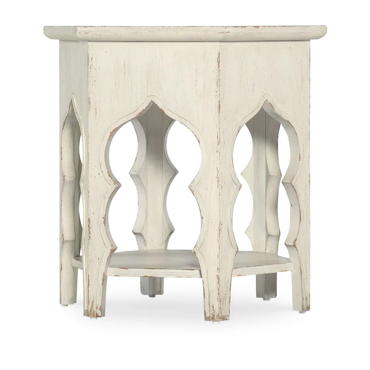 Rustic White Oak Veneer Round End Table