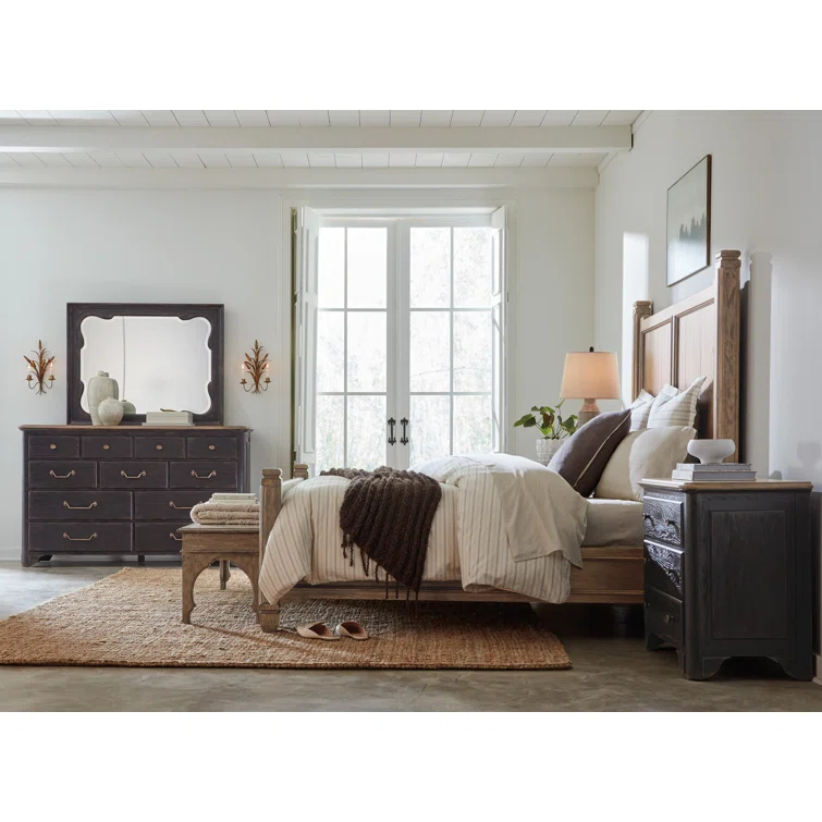 Rustic Brown King Wood Panel Bed with Headboard