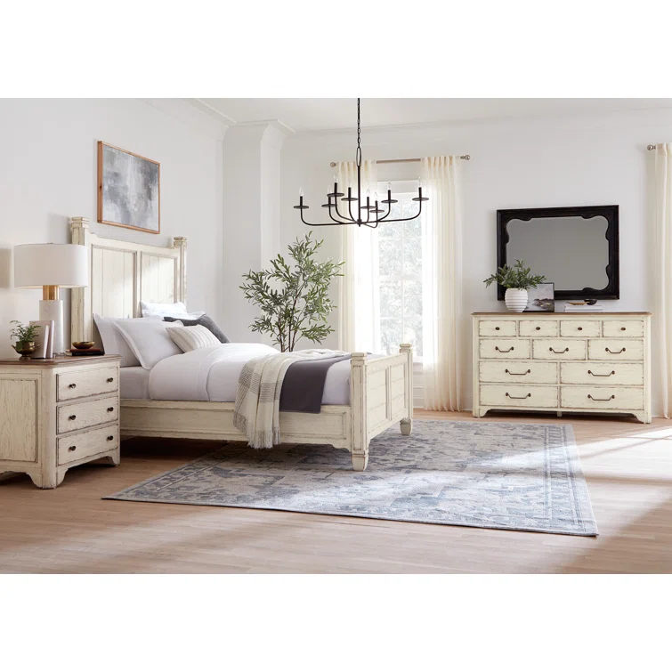 Queen Beige Rustic Wood Panel Bed with Headboard