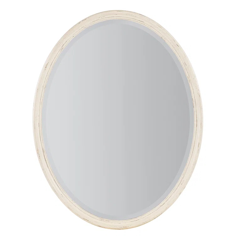 Cream Oval Rustic Wood Wall Mirror