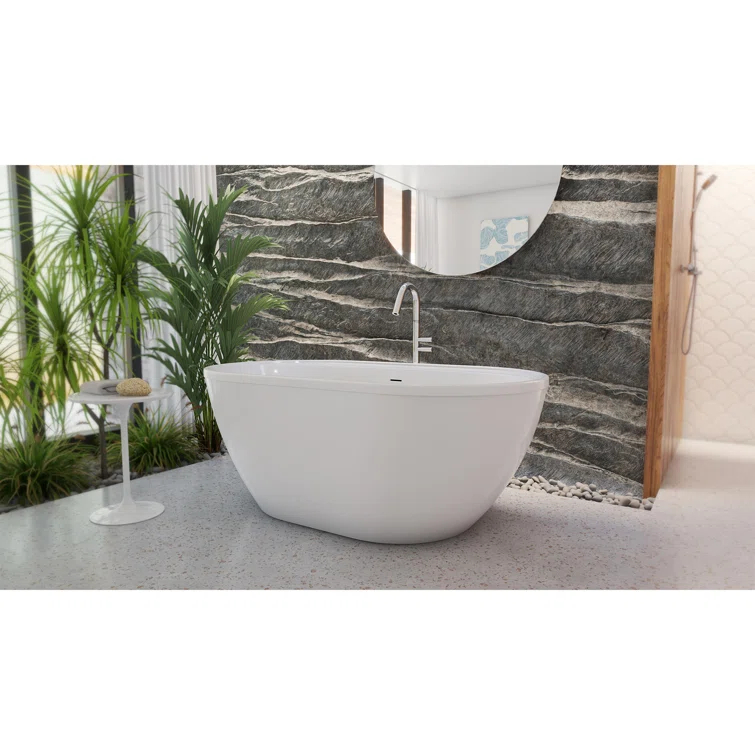 DreamLine BT63X3460C01 Essence 60-1/4 in. L x 34-1/4 in. W x 23-5/8 in. H Freestanding Acrylic Bathtub