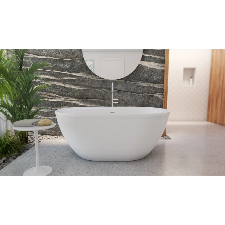 Essence 60-1/4 in. L x 34-1/4 in. W x 23-5/8 in. H Freestanding Acrylic Bathtub