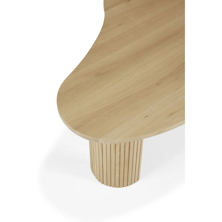 Boomerang Solid Oak Coffee Table with Parallel Rod Legs