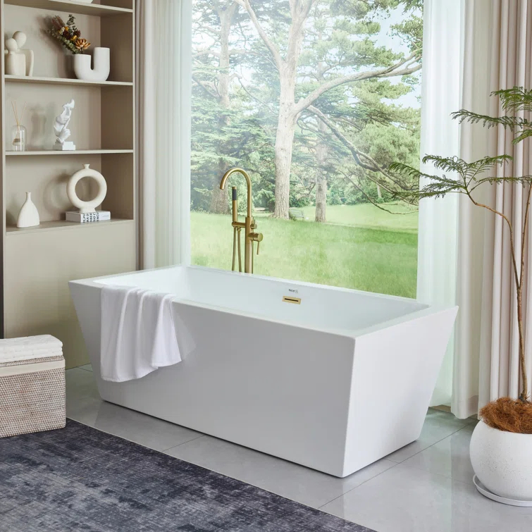 Elena 59" x 30" Freestanding Soaking Acrylic Bathtub