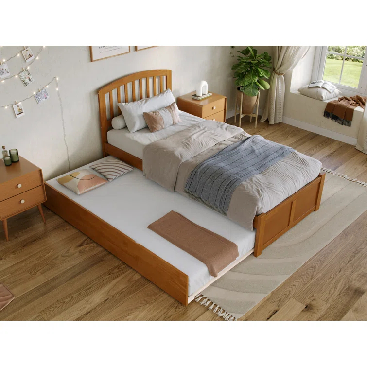 Richmond Solid Wood Platform Bed with Panel Footboard and Trundle