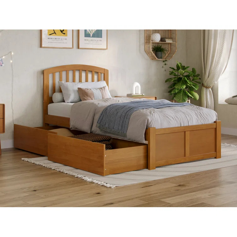 Solid Wood Platform Storage Bed
