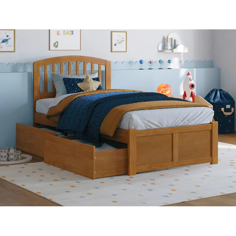 Solid Wood Platform Storage Bed