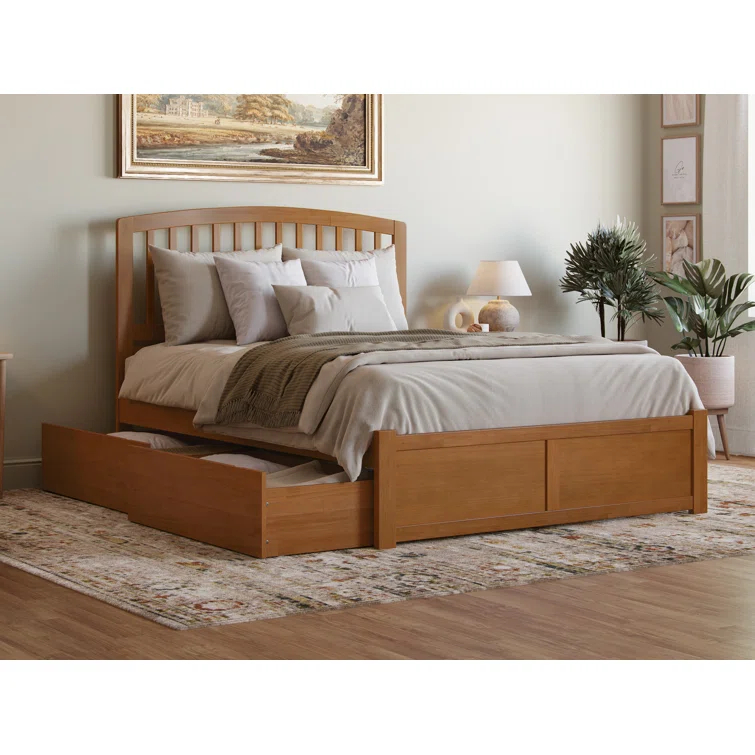 Solid Wood Platform Storage Bed